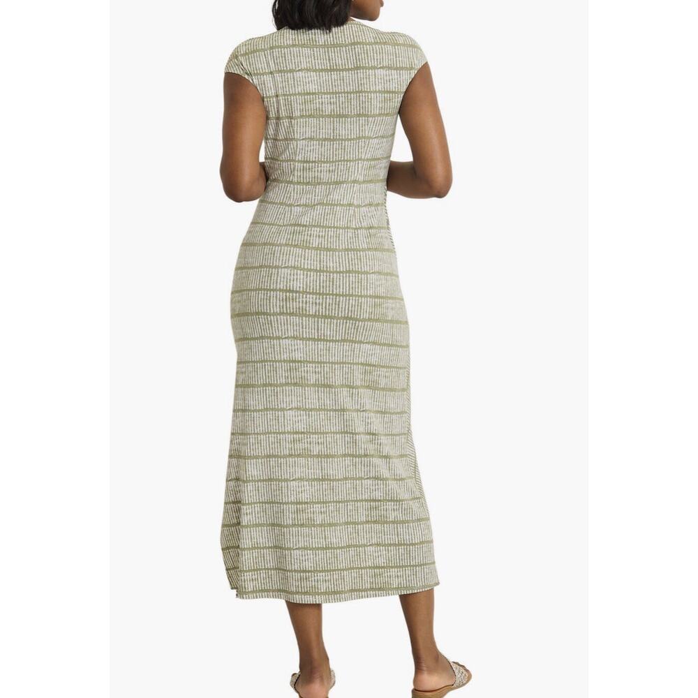 New Tommy Bahama Dress L Green Carmela Bungalow Bay Stripe Faux Wrap Maxi UPF 30 - Picture 3 of 14